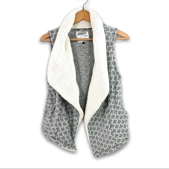 Cavalini by Cavalini - Sweater Collection Neutral Sherpa Open Vest - S - Picture 9 of 9